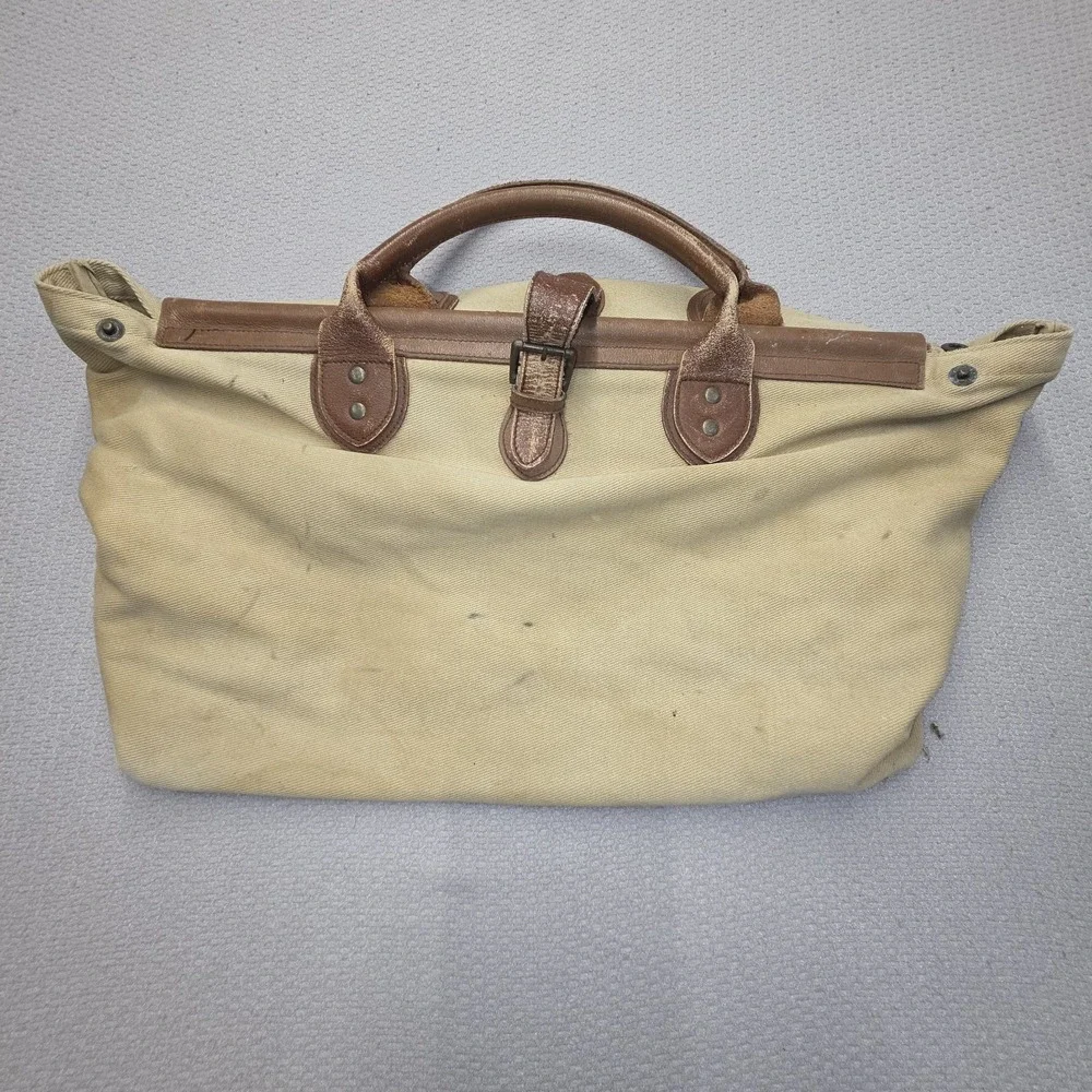 Vintage 80s Banana Republic Canvas Leather Doctor Bag Safari Travel Duffel